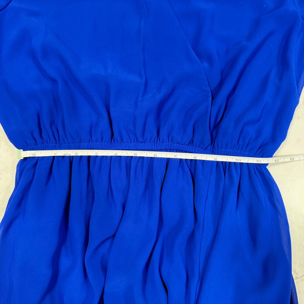 Lulus Wondrous Water Lilies Royal Blue Maxi Dress M Faux Wrap Slit Cobalt Event - Picture 13 of 16